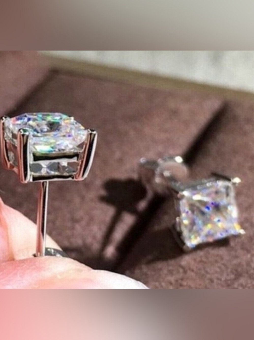 Certified 2ct Diamond studs 18k white gold on 925. Earrings 1ct each - Picture 7 of 7